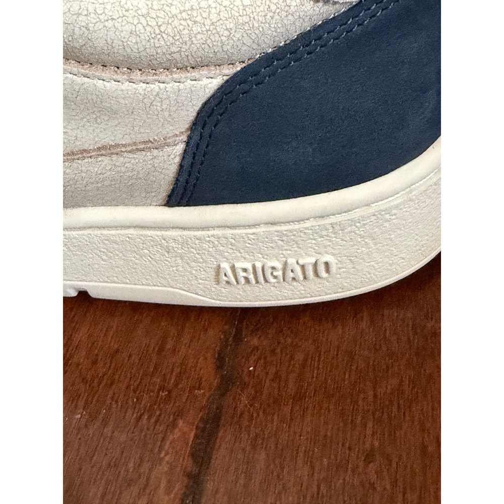 Axel Arigato Dice Lo Sneakers Mens 11 Cream Navy Blue Leather Low Top Trainers - Picture 11 of 14
